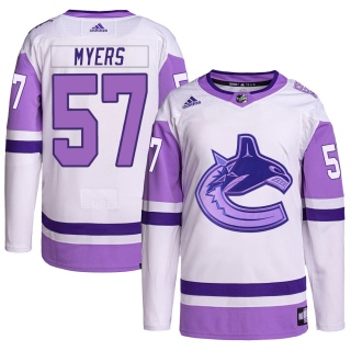 Men's Tyler Myers Vancouver Canucks Adidas Hockey Fights Cancer Primegreen Jersey - Authentic White/Purple